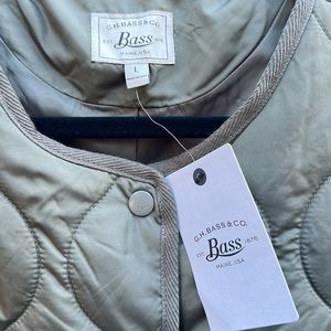 🆕G.H. Bass & Co quilted lightweight puffer jacket snap button olive green L